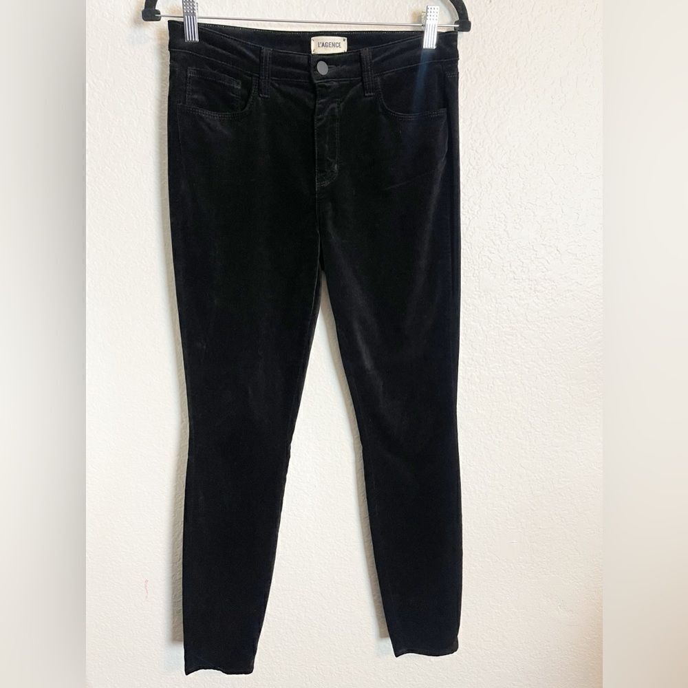 L'AGENCE jeans Marguerite black Velvet High Rise Skinny Pants 27 - Picture 2 of 5